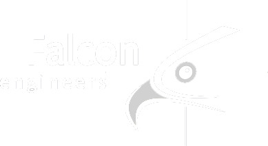 Falcon Engineers logo invert